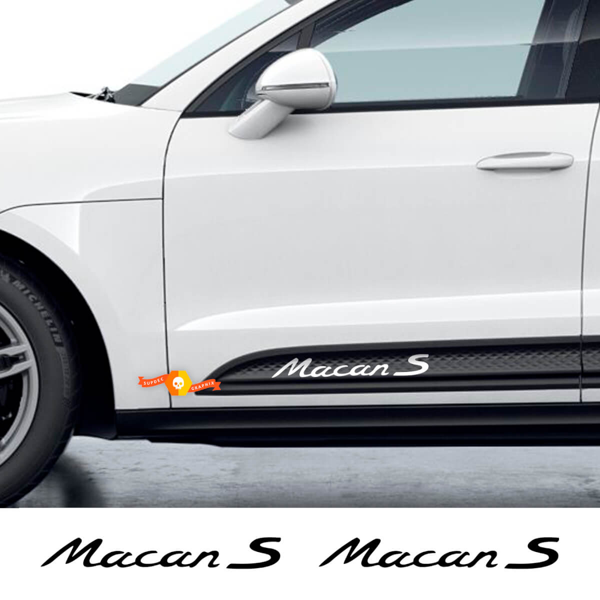 Pair Porsche Stickers Macan S Porsche Doors Side Decal Sticker