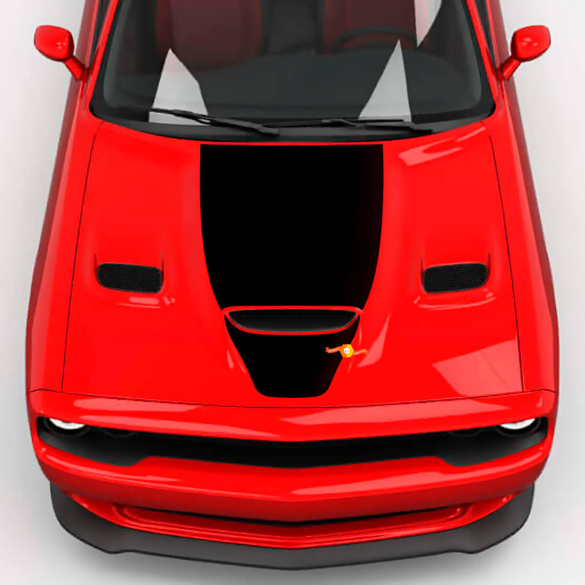 Hood Wrap Central Hood Blackout Vinyl Decal Sticker for Dodge Challenger