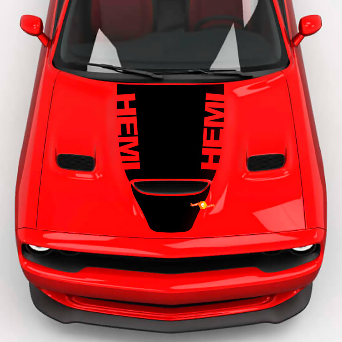 Hood Wrap Central Hemi Hood Blackout Vinyl Decal Sticker for Dodge Challenger 2