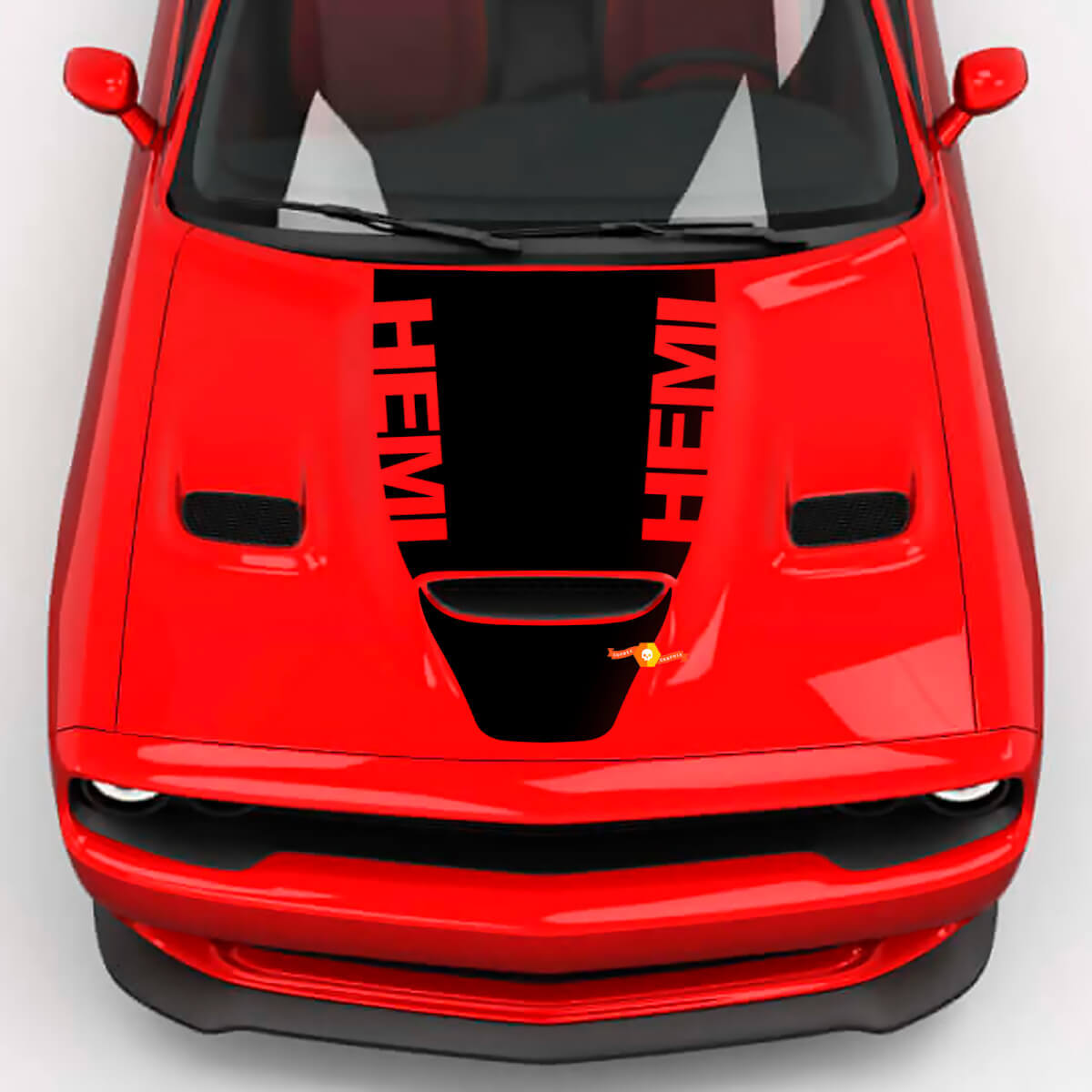 Hood Wrap Central Hood Blackout Vinyl Decal Sticker for Dodge Challenger 2