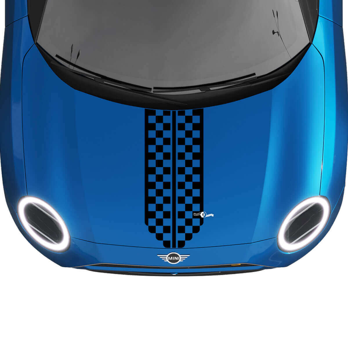 Checkered Flag Stripes Hood Racing Central Rally Decal graphics sticker for MINI Cooper