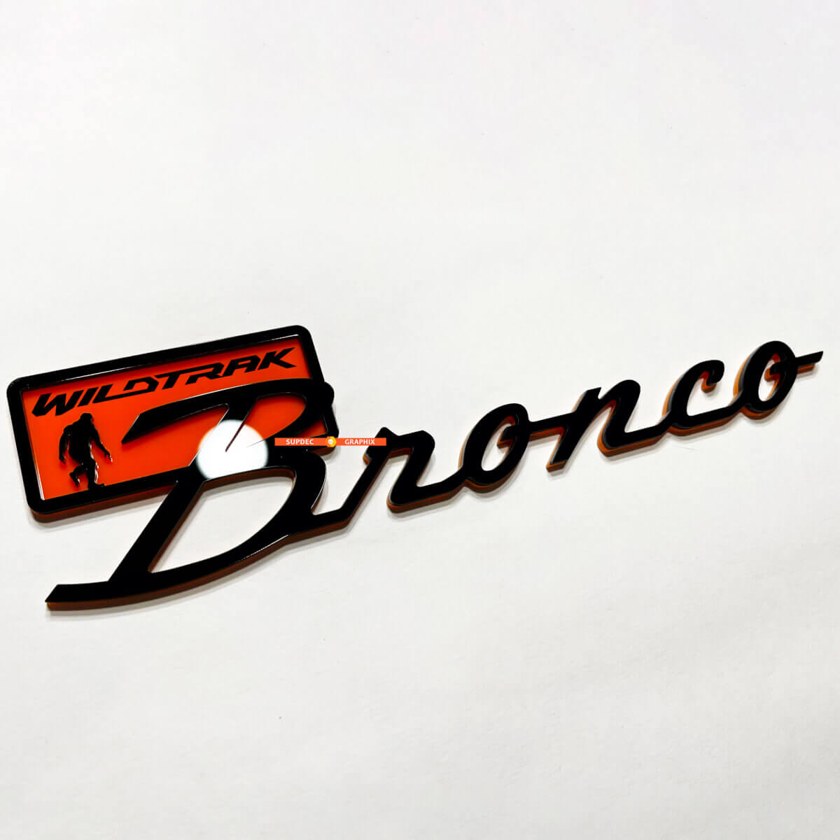 Fender Badges Tailgate Emblem 3D Badge Black vs Orange for Ford Bronco Wildtrak