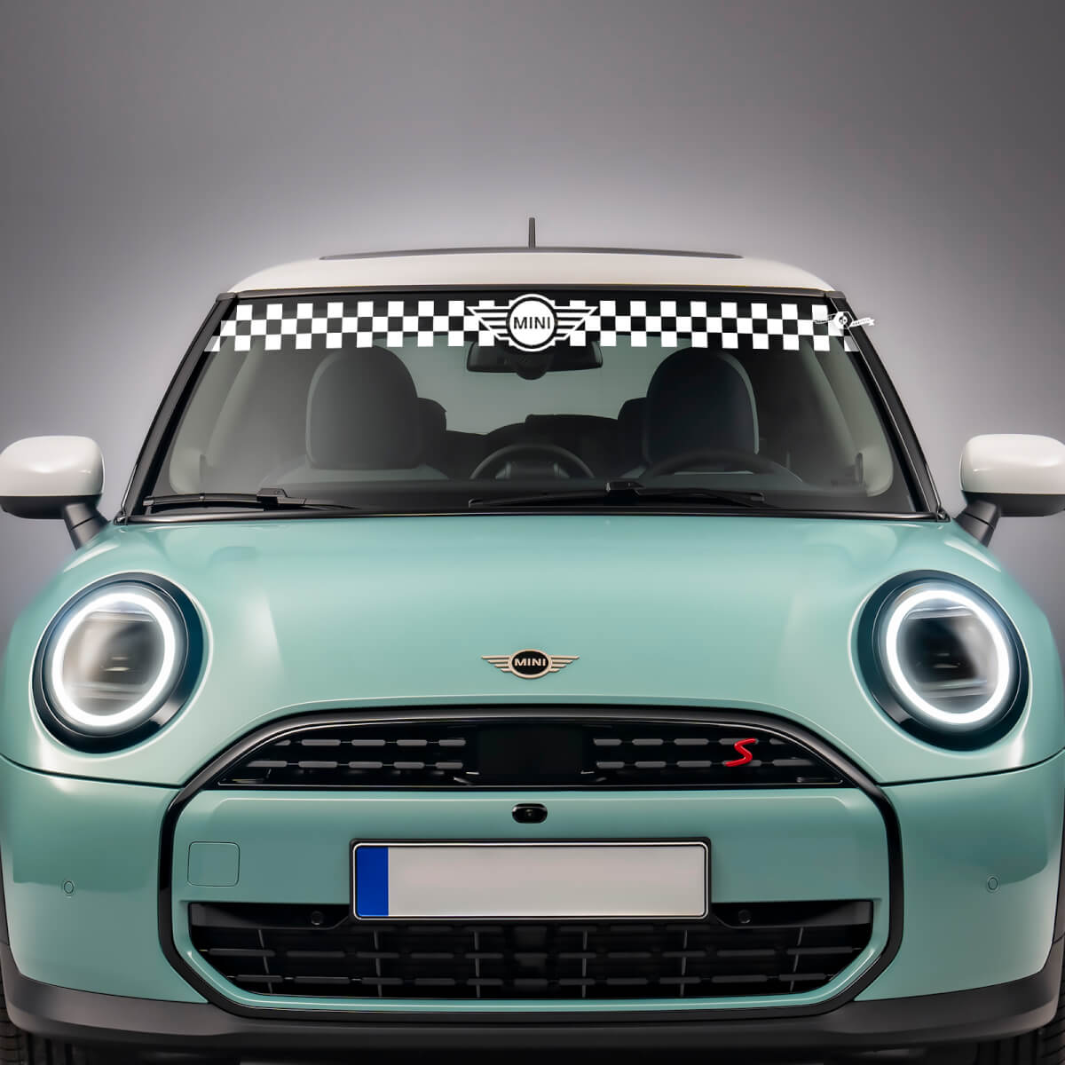 Windshield Checkered Stripe Vinyl graphics decal Sticker for Mini Cooper S