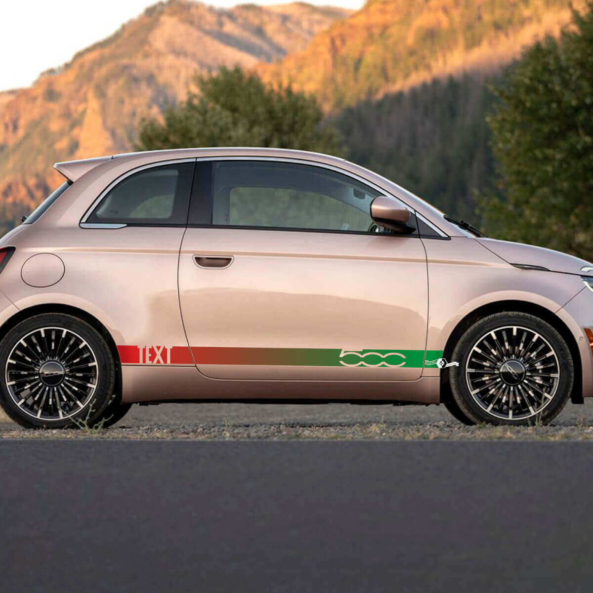 Custom Text Rocker Panel Gradient color Stripe Decal side Graphics stripes for Fiat 500