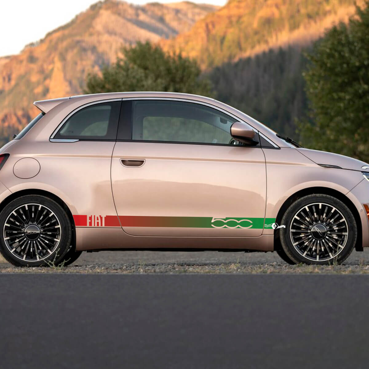 Rocker Panel Gradient color Stripe Decal side Graphics stripes for Fiat 500