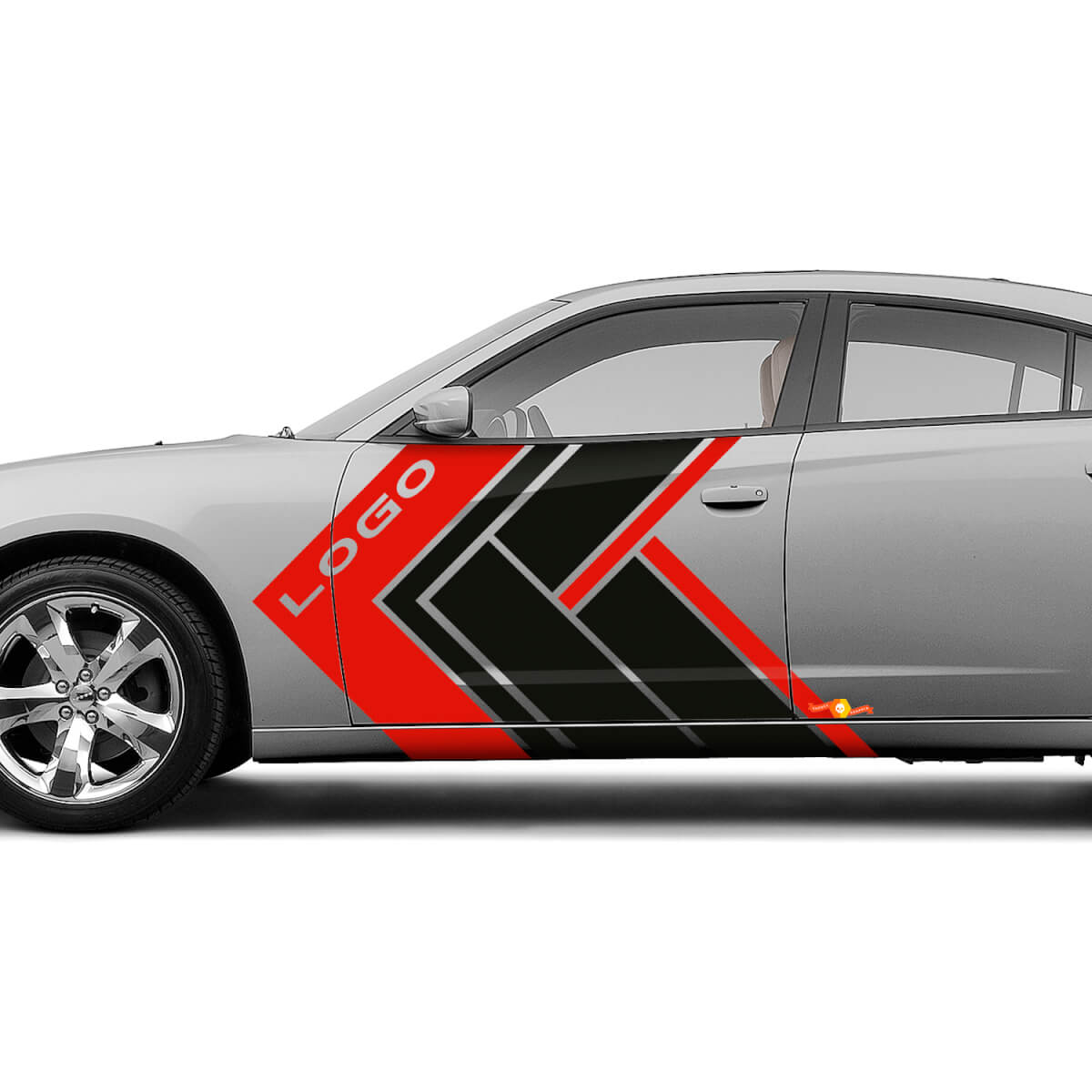 Custom Logo Geometric Side Stripes Vinyl Decals Kit For Dodge Charger
