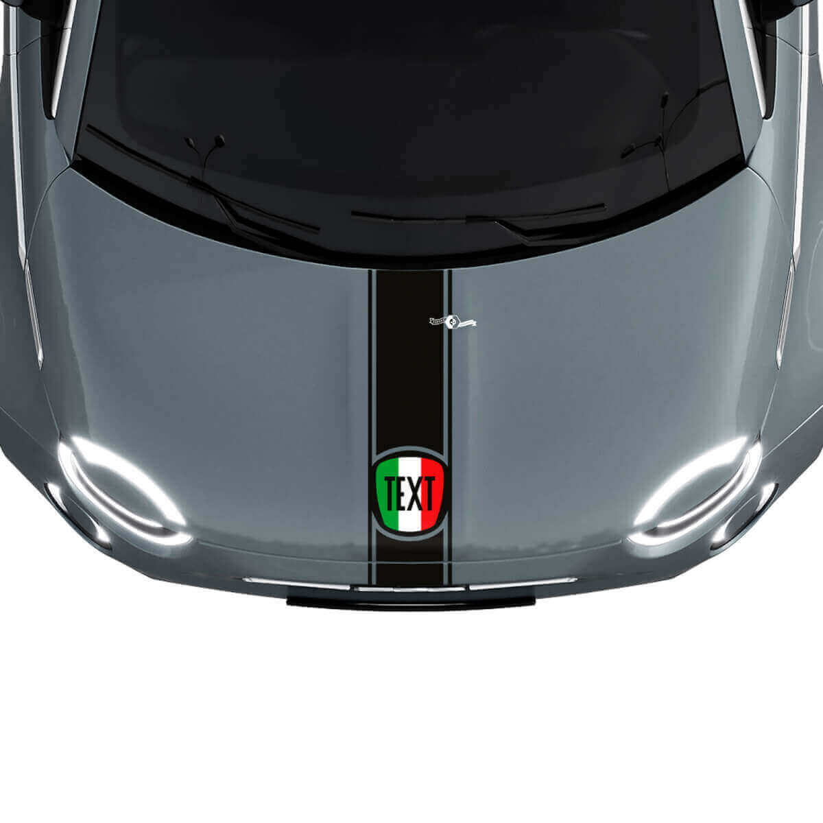 Custom Text Italy Flag Stripe Hood Decal Sticker Graphics for Fiat 500