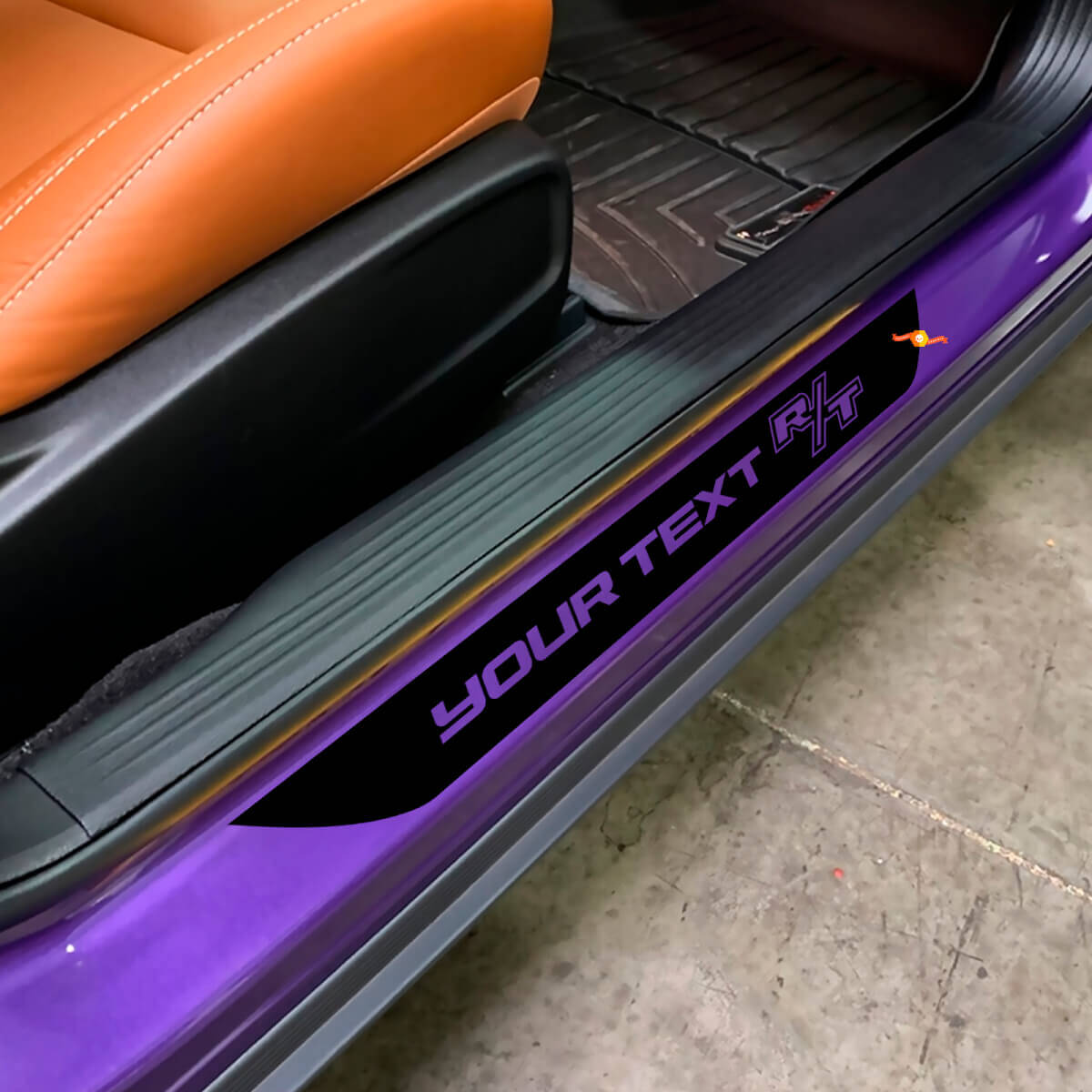 R/T with Custom Lettering Door Sill Stripe Vinyl Decals Kit for Dodge Challenger 