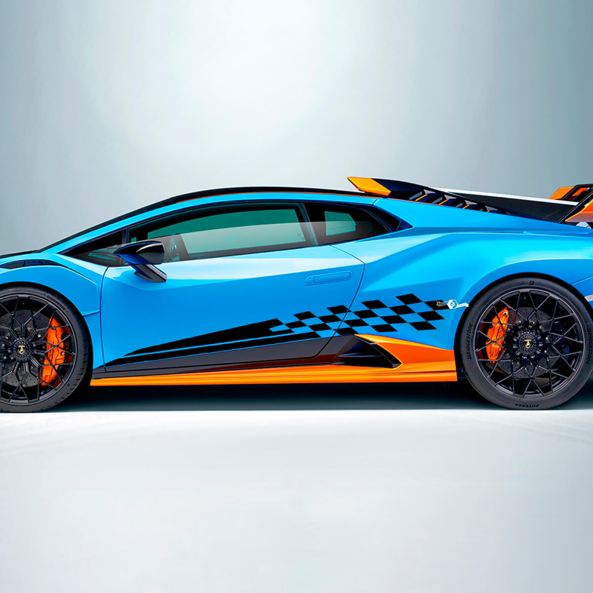 Checkered Stripe Flag Side Vinyl Decal Sticker Graphics for Lamborghini STO 2