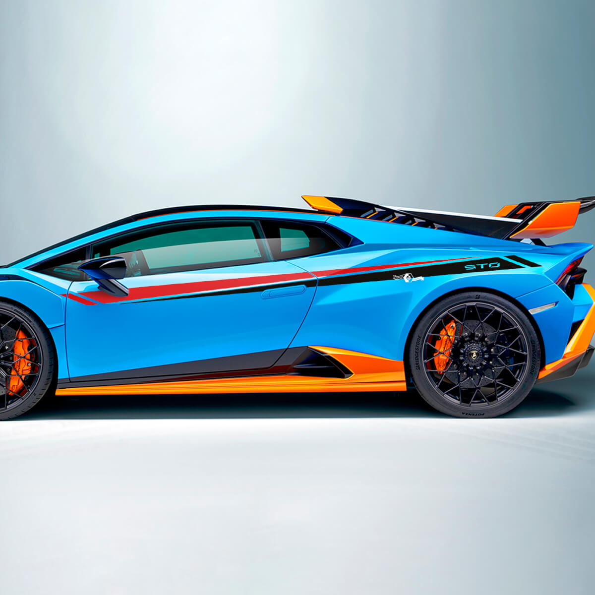 Two colors Stripes Side Vinyl Decal Sticker Graphics for Lamborghini STO