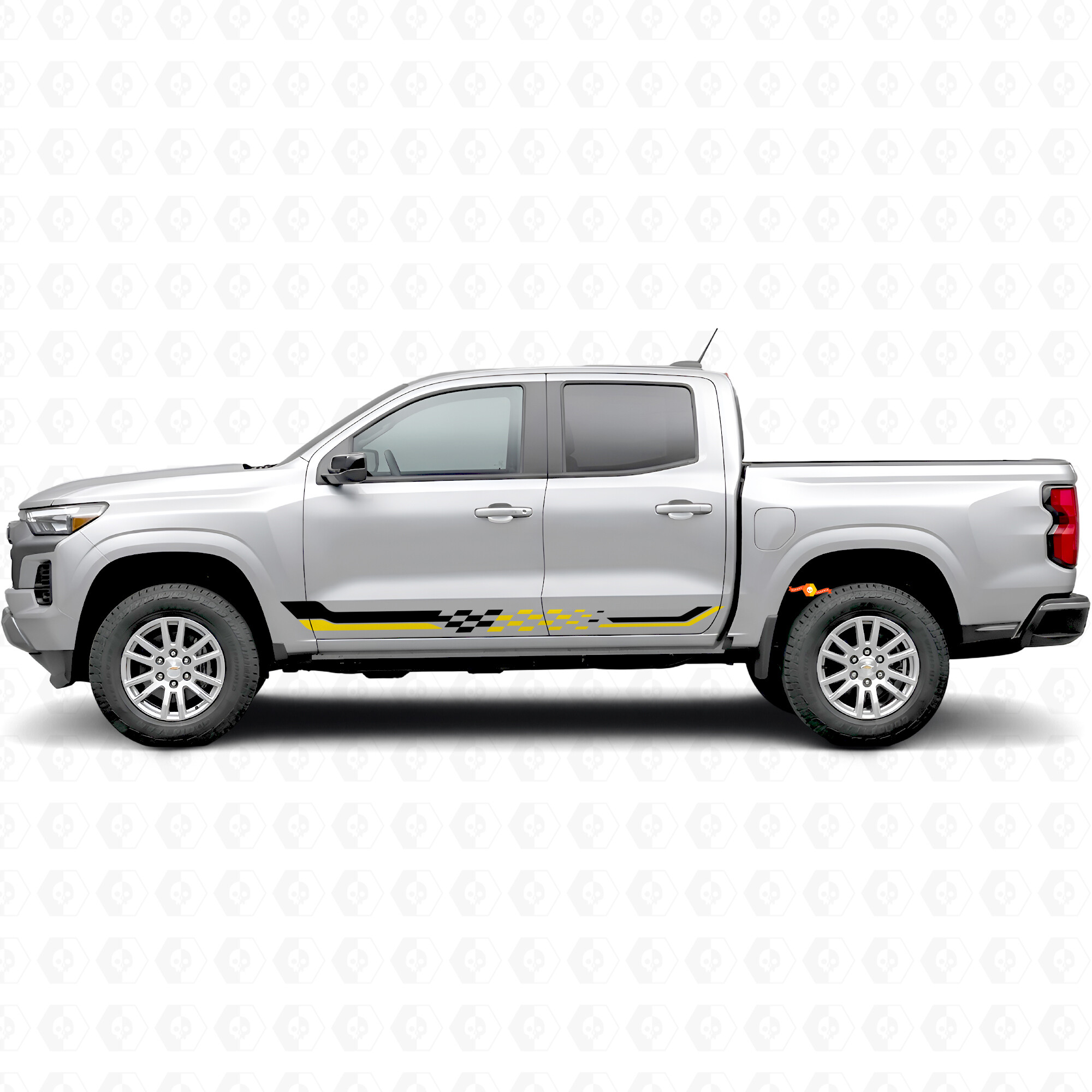 Checkered Racing Door & Rocker Panel Vinyl Stripes for Chevrolet Colorado 3rd Gen 2023-2026