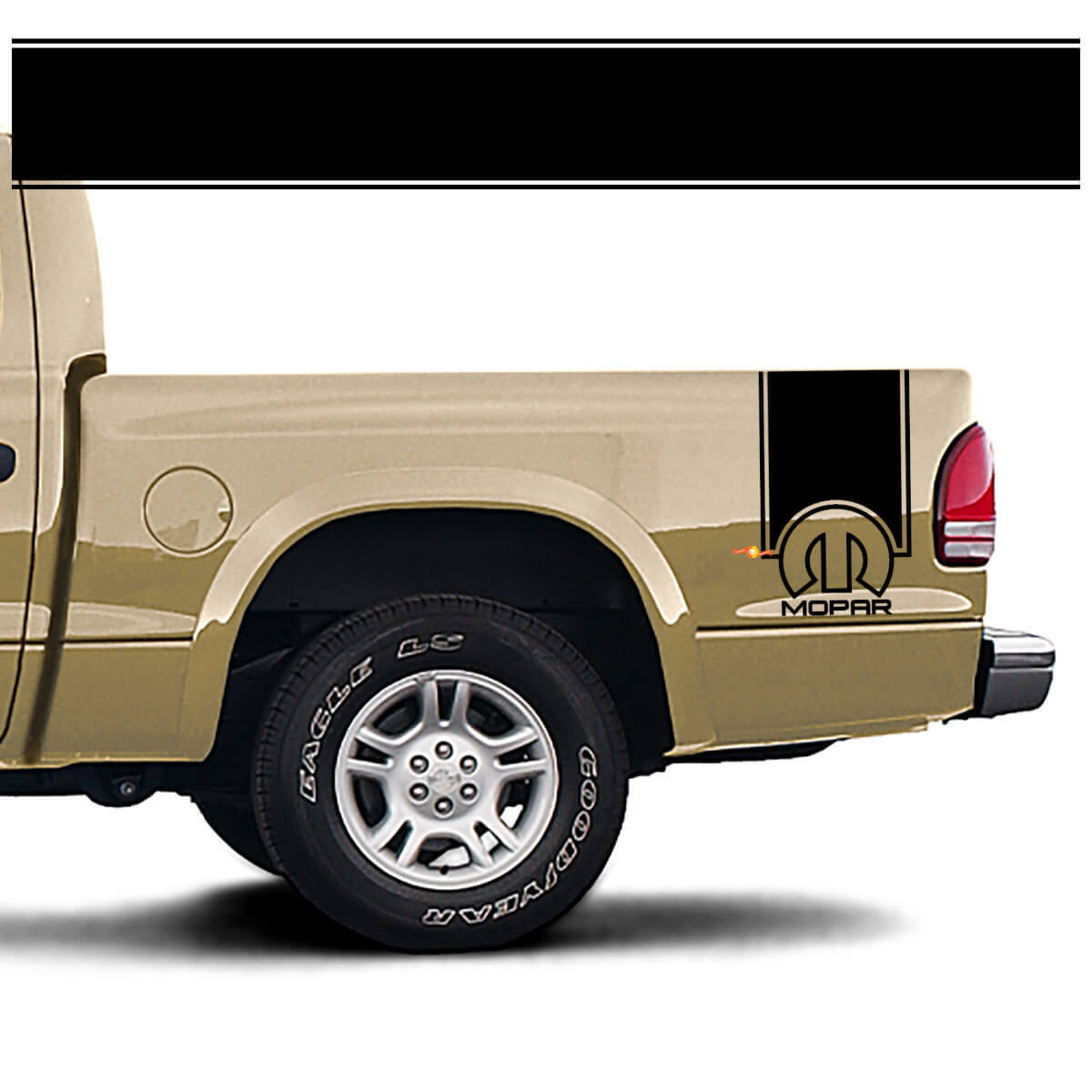 Mopar Style Rear Side Stripes Vinyl Decal Kit for Dodge Dakota
