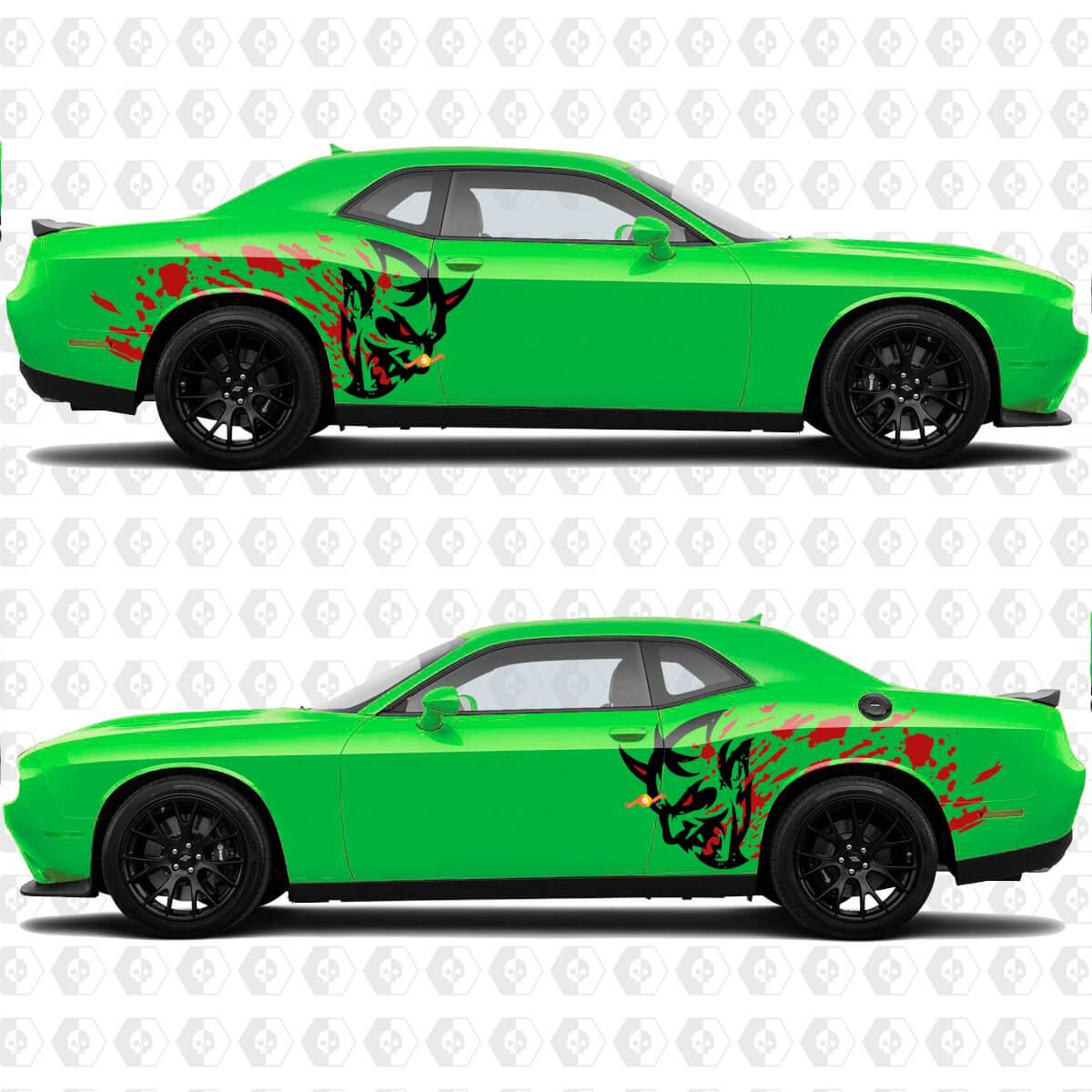 SRT Demon with Blood Side Rear Fender Decals Stickers Graphics for Dodge Challenger