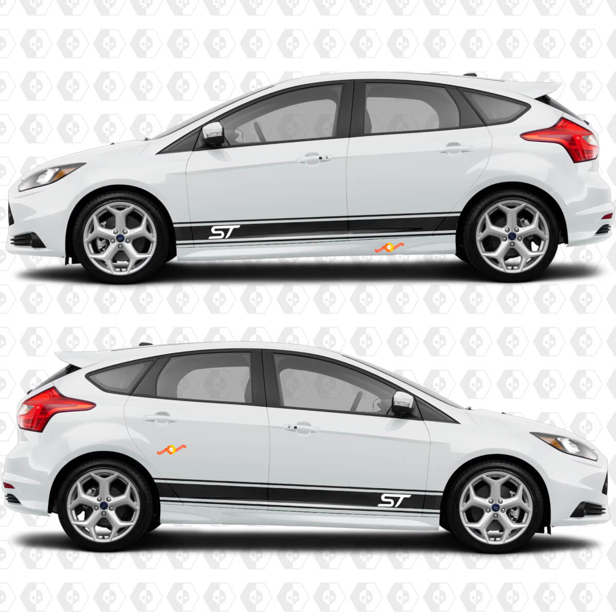 Side Doors 2 colors Stripe Rocker panel Vinyl Decal Sticker Graphic for Ford Focus ST