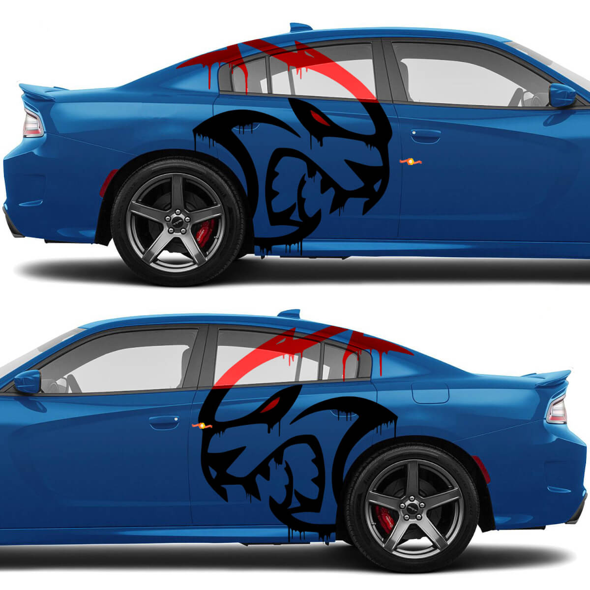 Blood Hellcat decals Side Vinyl Stickers 2 colors for Dodge Challenger or Charger 