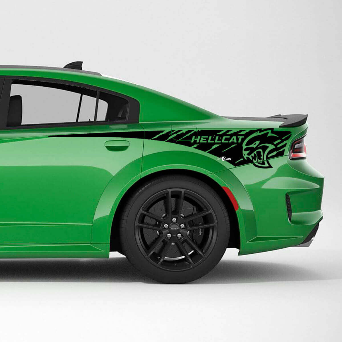 Hellcat Scratched Distressed Rear Quarter Side Stripes Vinyl Decal Sticker for Dodge Charger