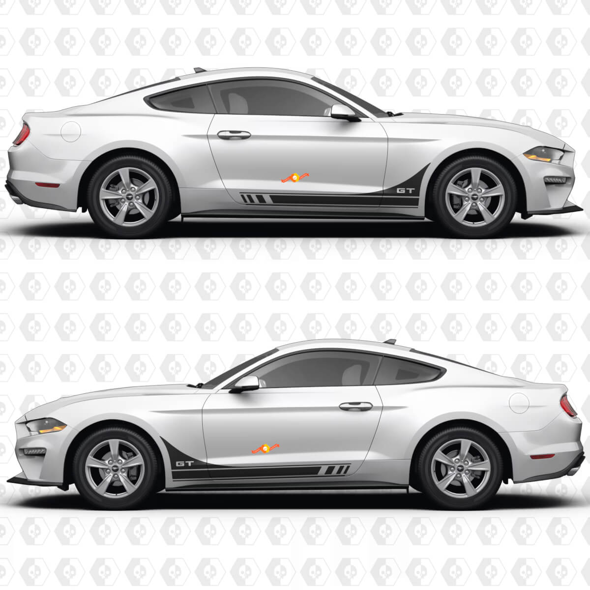 GT Side Doors Stripe Racing Decals Stickers for Ford Mustang GT 2