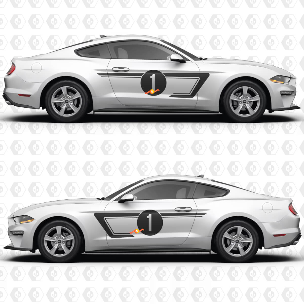 Mustang Number Side Doors Stripes Racing Decals Stickers for Ford Mustang