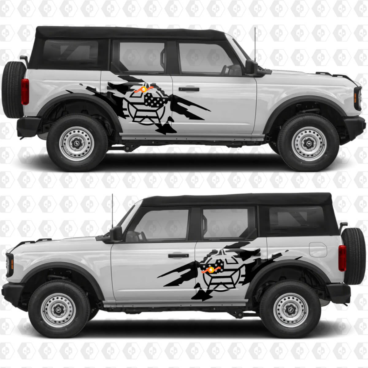 Side Doors USA US Flag Military Star Splash Graphics Decals Stickers for Ford Bronco
