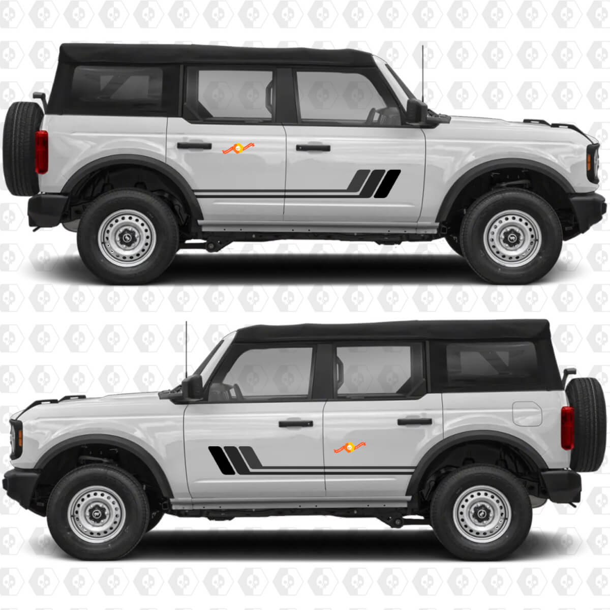 Side Doors Retro Heritage Vintage Stripes Graphics Decals Stickers for Ford Bronco 2