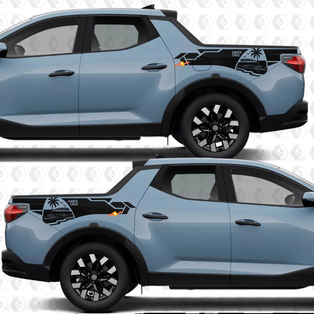 Beach Palm Santa Cruz CRUZ'N edition BedSide Side Vinyl Stickers Decal fit to Hyundai Santa Cruz