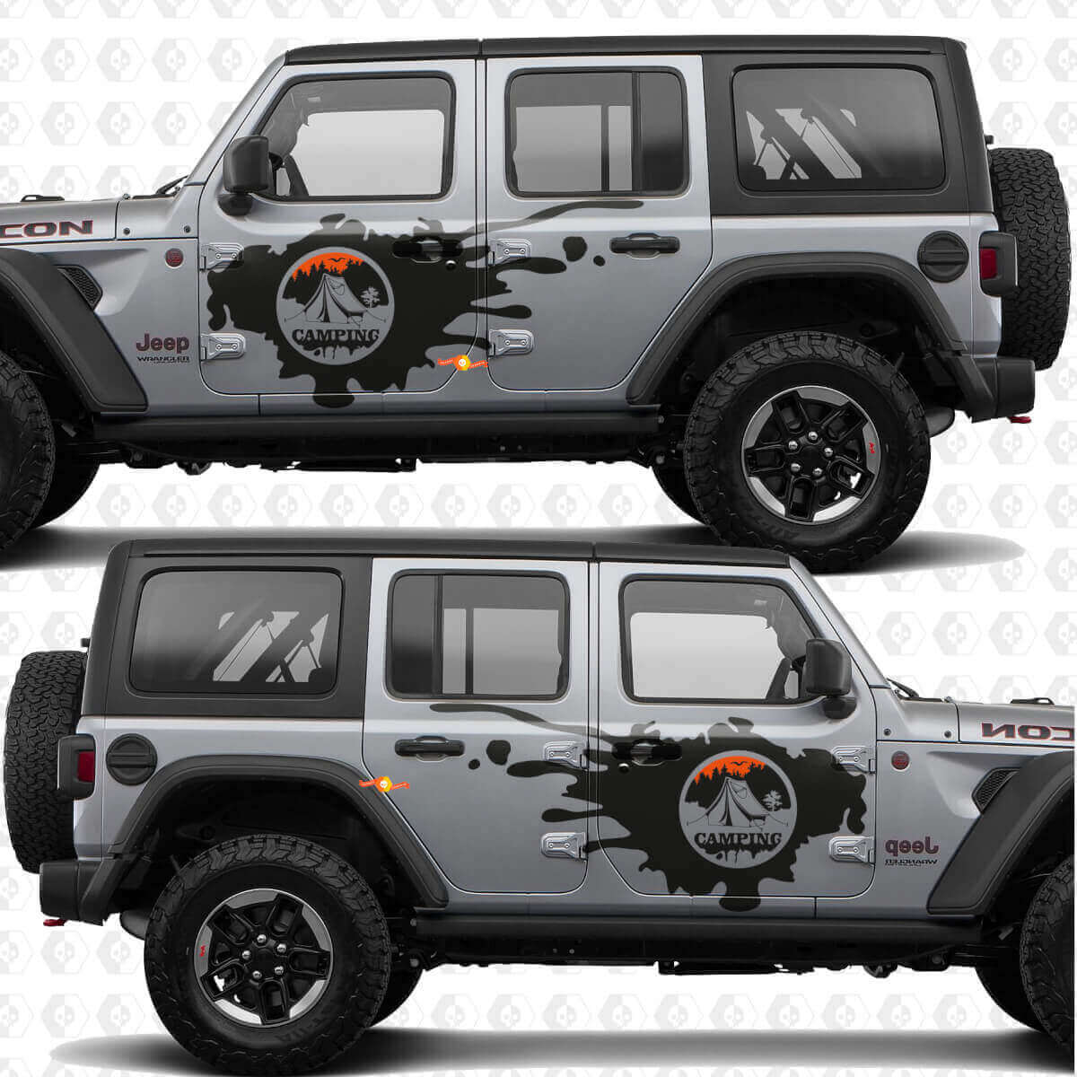 Camping Mountains Side Door Splash Vinyl Decal Kit for Jeep Wrangler 4-Door