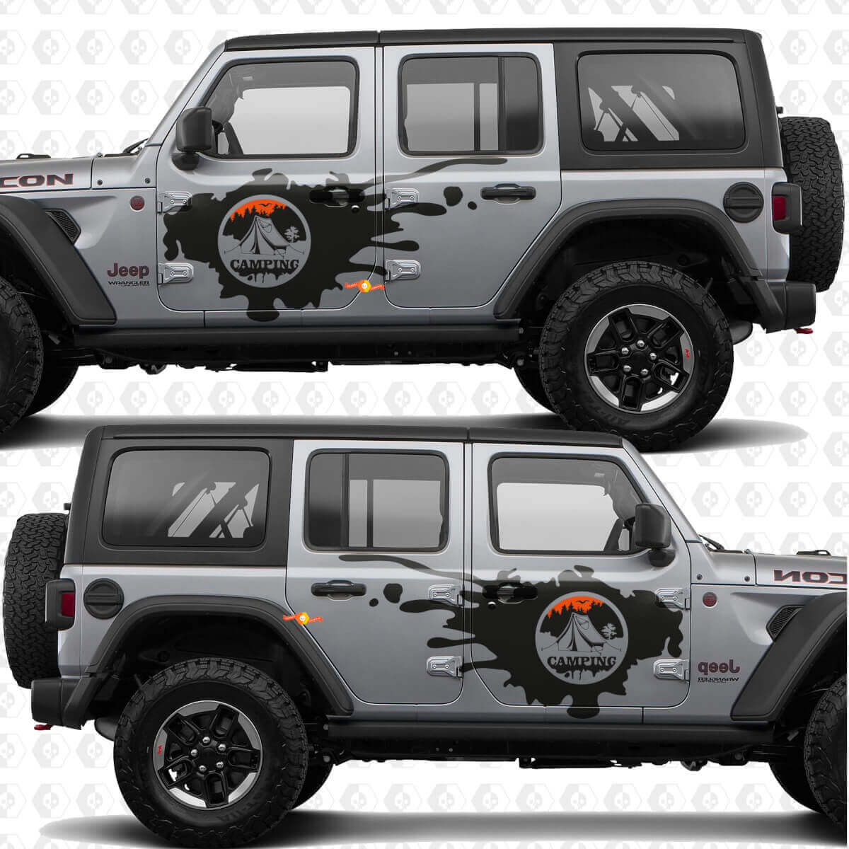 Mountains Nature Camping Side Door Stripes Vinyl Decal for Jeep Wrangler