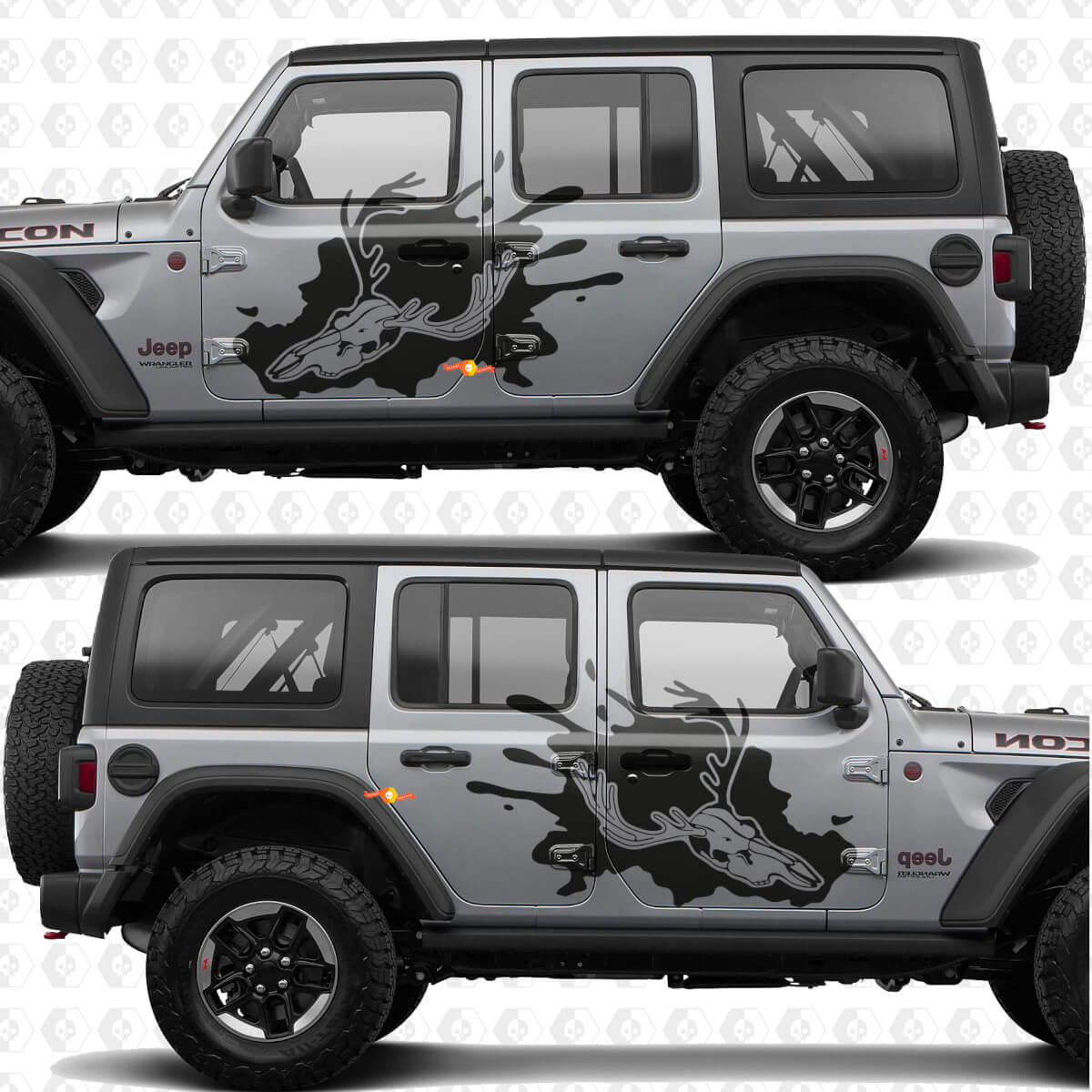 Deer Scull Splash Side Doors Vinyl decal sticker fit Jeep Wrangler