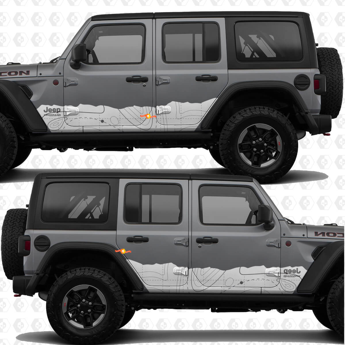 Topographic Map Side Doors Stripes Vinyl decal sticker fit Jeep Wrangler