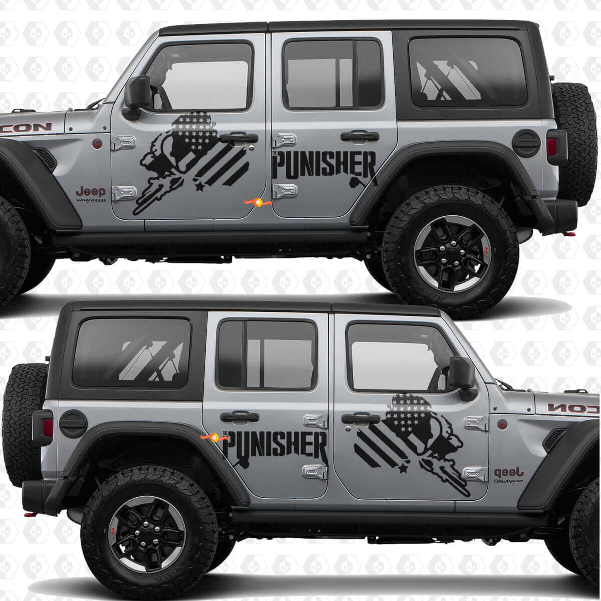 Punisher US Flag Side Doors Stripes Vinyl decal sticker fit Jeep Wrangler