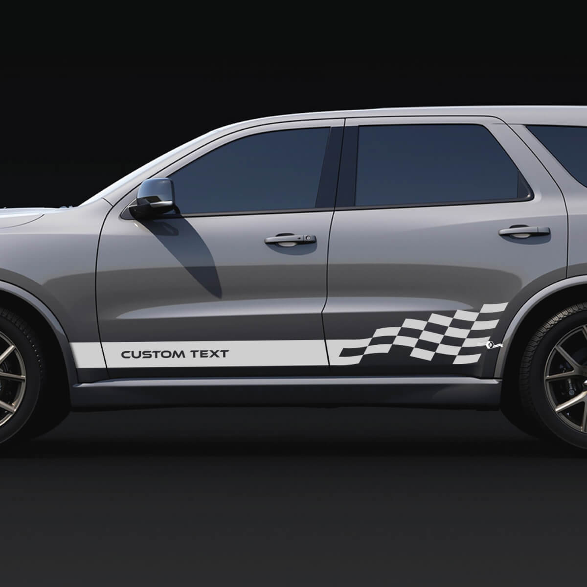 Custom Text Side Checkered Stripes Decal vinyl stickers for Dodge Durango