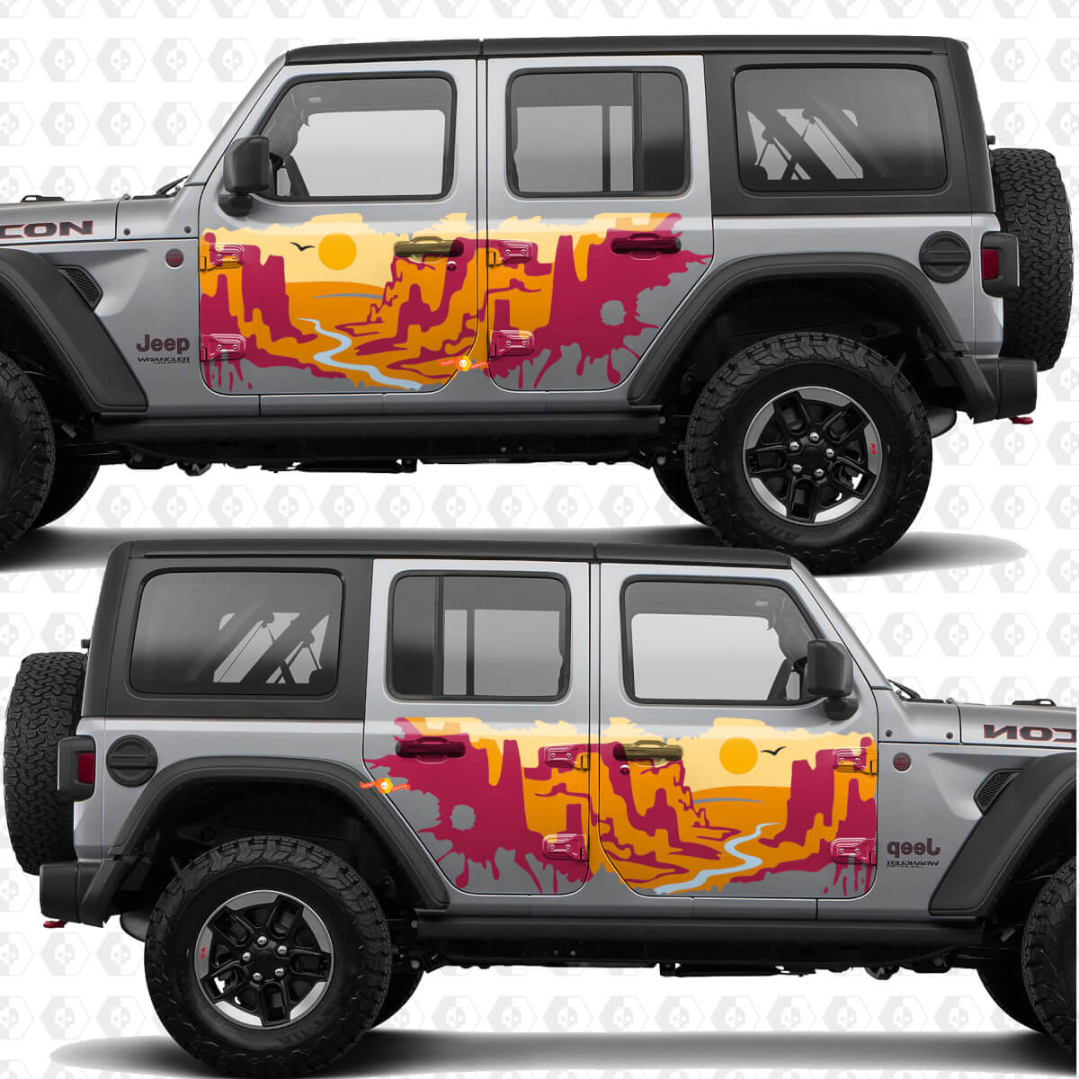 Sunset Desert Canyon Side Doors Stripes Vinyl decal sticker fit Jeep Wrangler