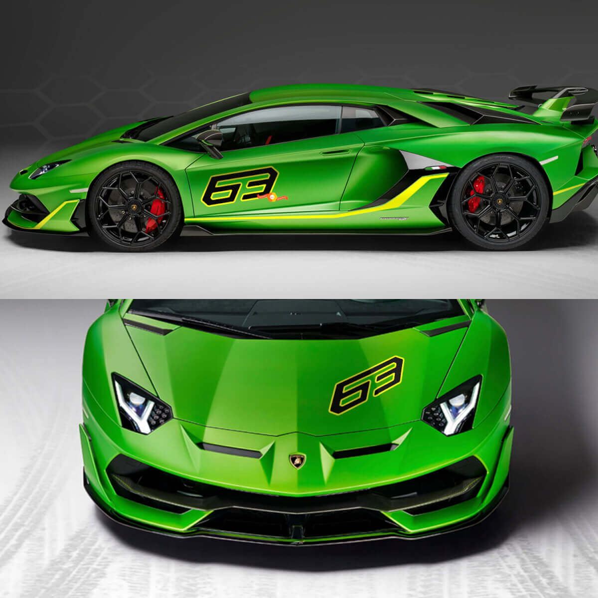 63 Side Hood Decal Sticker Graphics Lamborghini Aventador SVJ