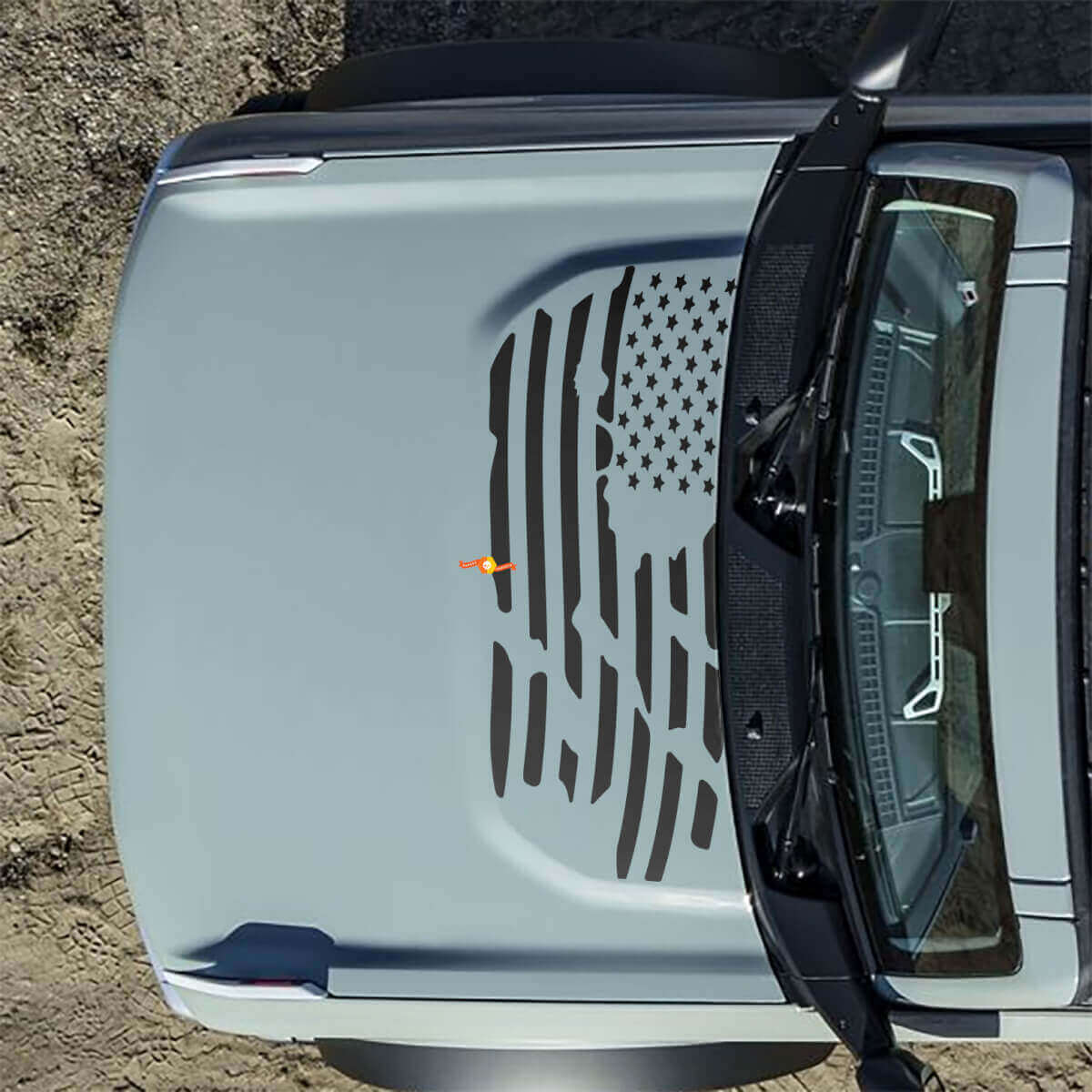 American US Flag Distressed Hood Vinyl Decal Sticker Graphics for Musclecar horse