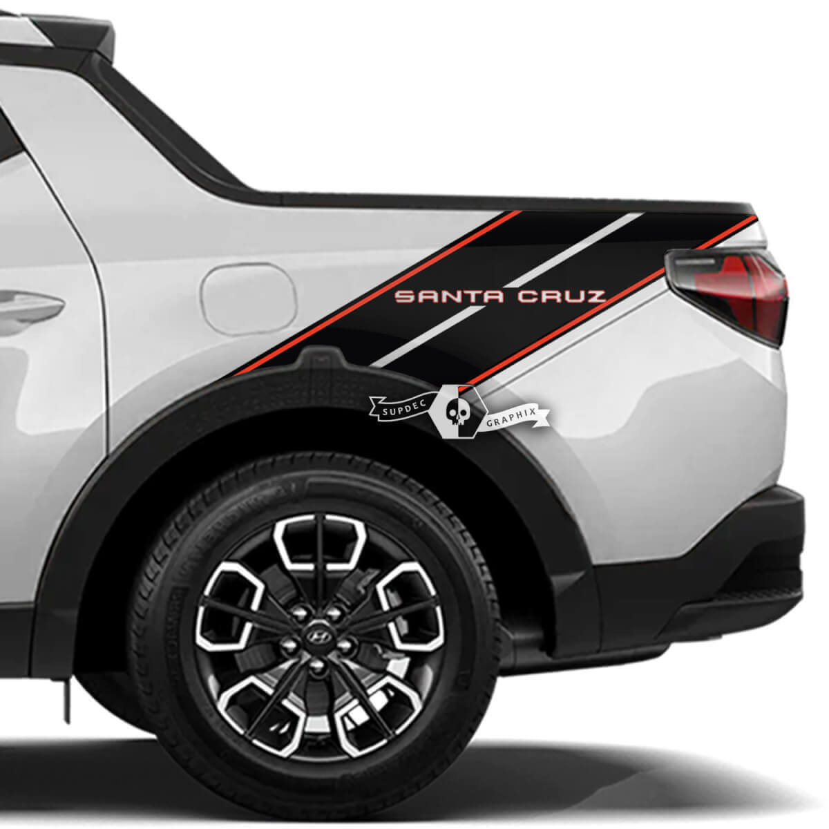 Double Rear Fender Stripes Vinyl Decal Kit for Hyundai Santa Cruz
