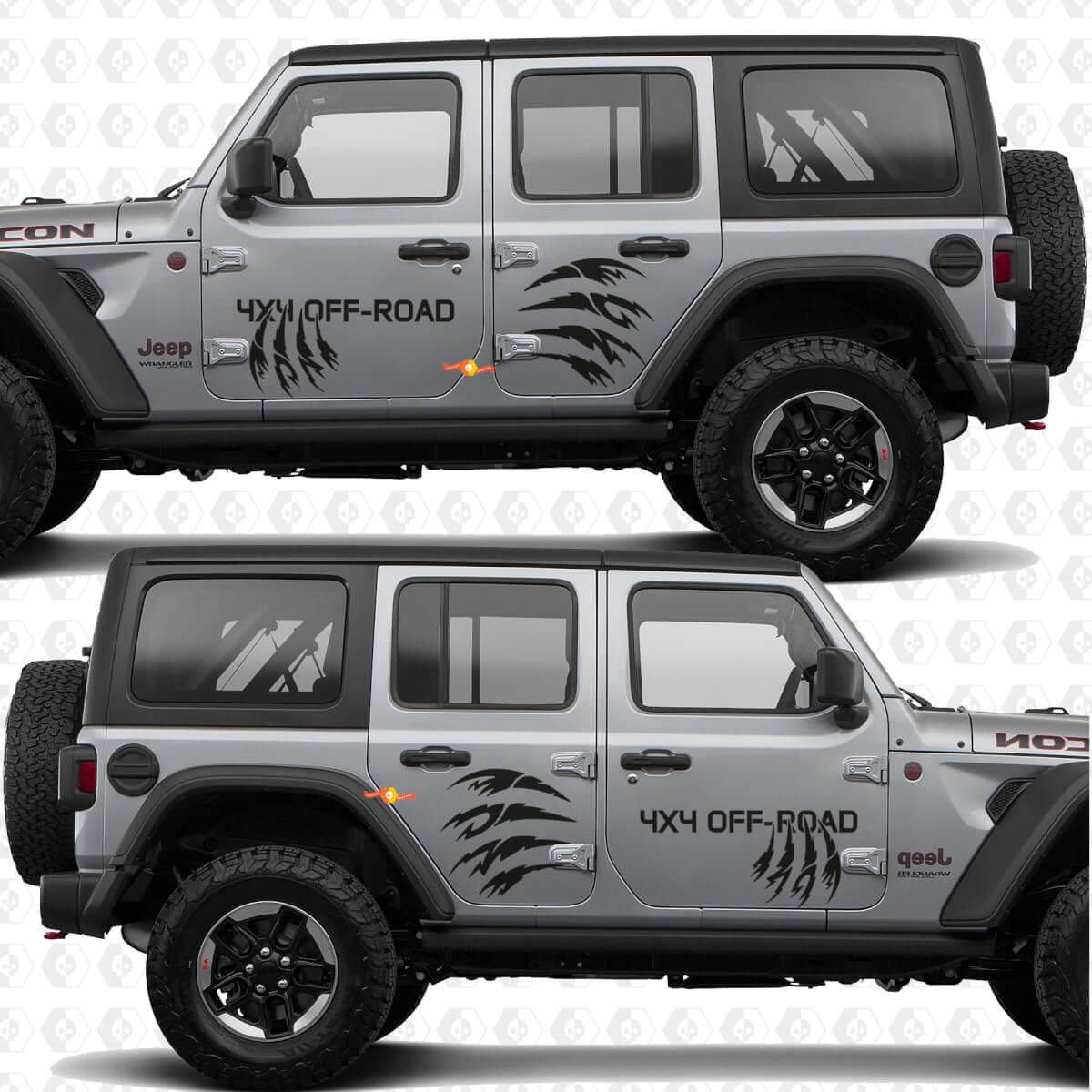 Pair Claw marks Side Doors Vinyl decal sticker 4x4 Off Road mokap fits for Jeep Wrangler Rubicon 4h4 