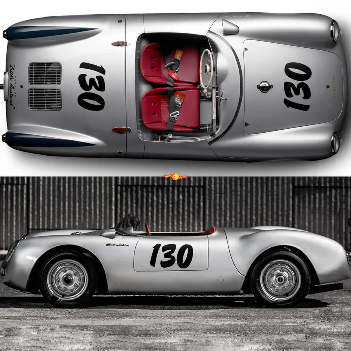 Full kit Porsche 130 Little Bastard James Dean Side Stripes Kit Decal Sticker PORSCHE 550