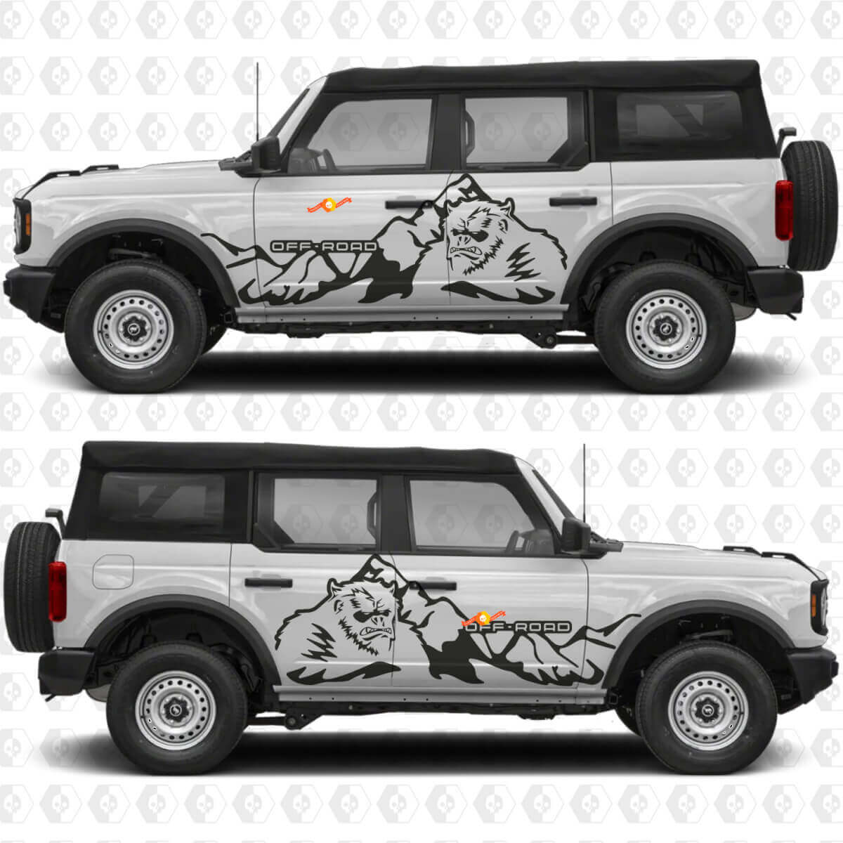Yeti 4x4 Off Road Mountains Side Doors Vinyl Decal Sticker Graphics for Ford Bronco