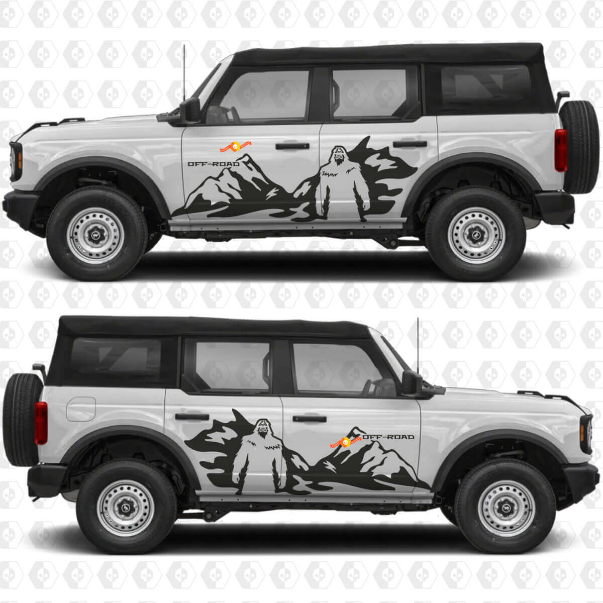 Yeti Off Road Mountains Side Doors Vinyl Decal Sticker Graphics for Ford Bronco
