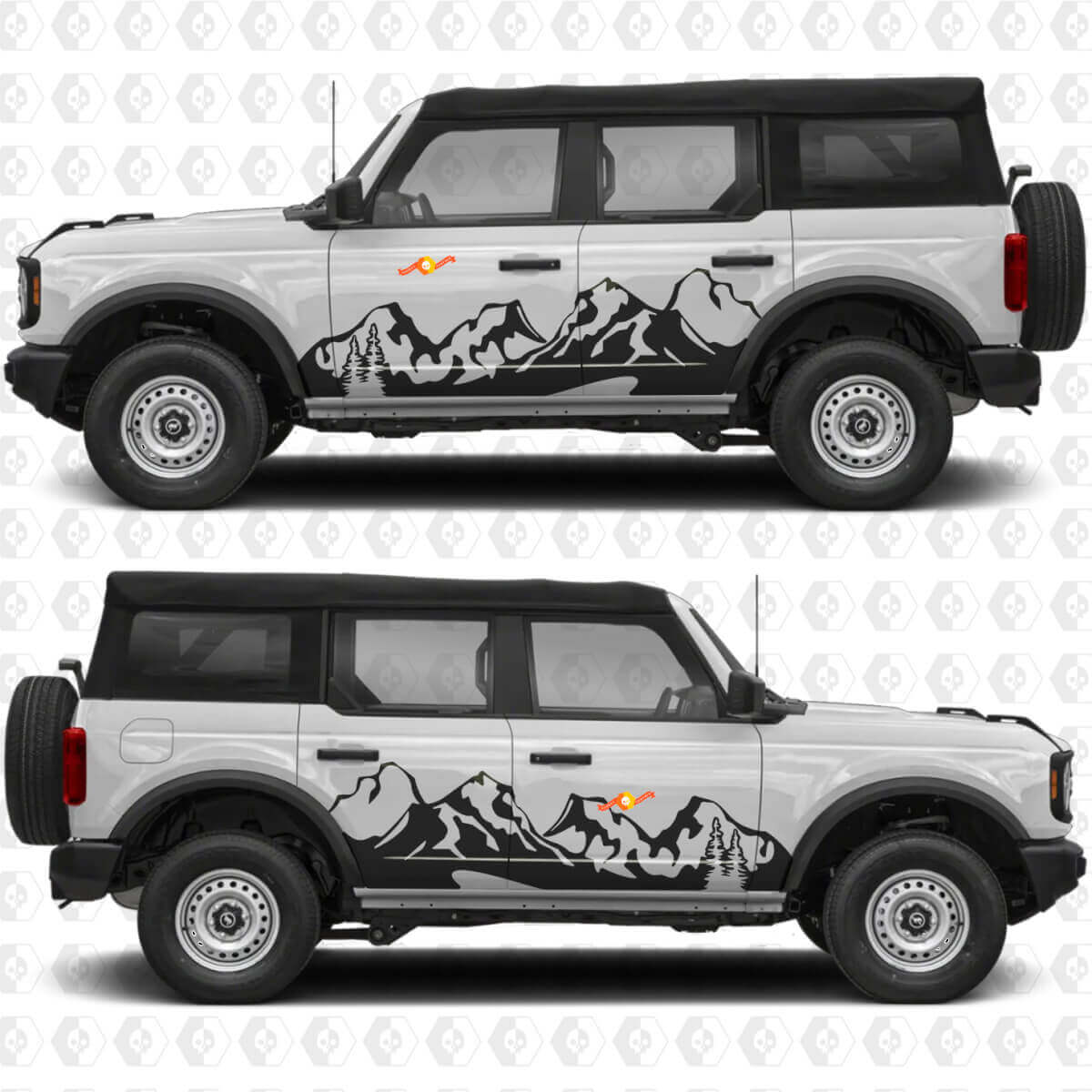 Mountains Side Doors Vinyl Decal Sticker Graphics for Ford Bronco
