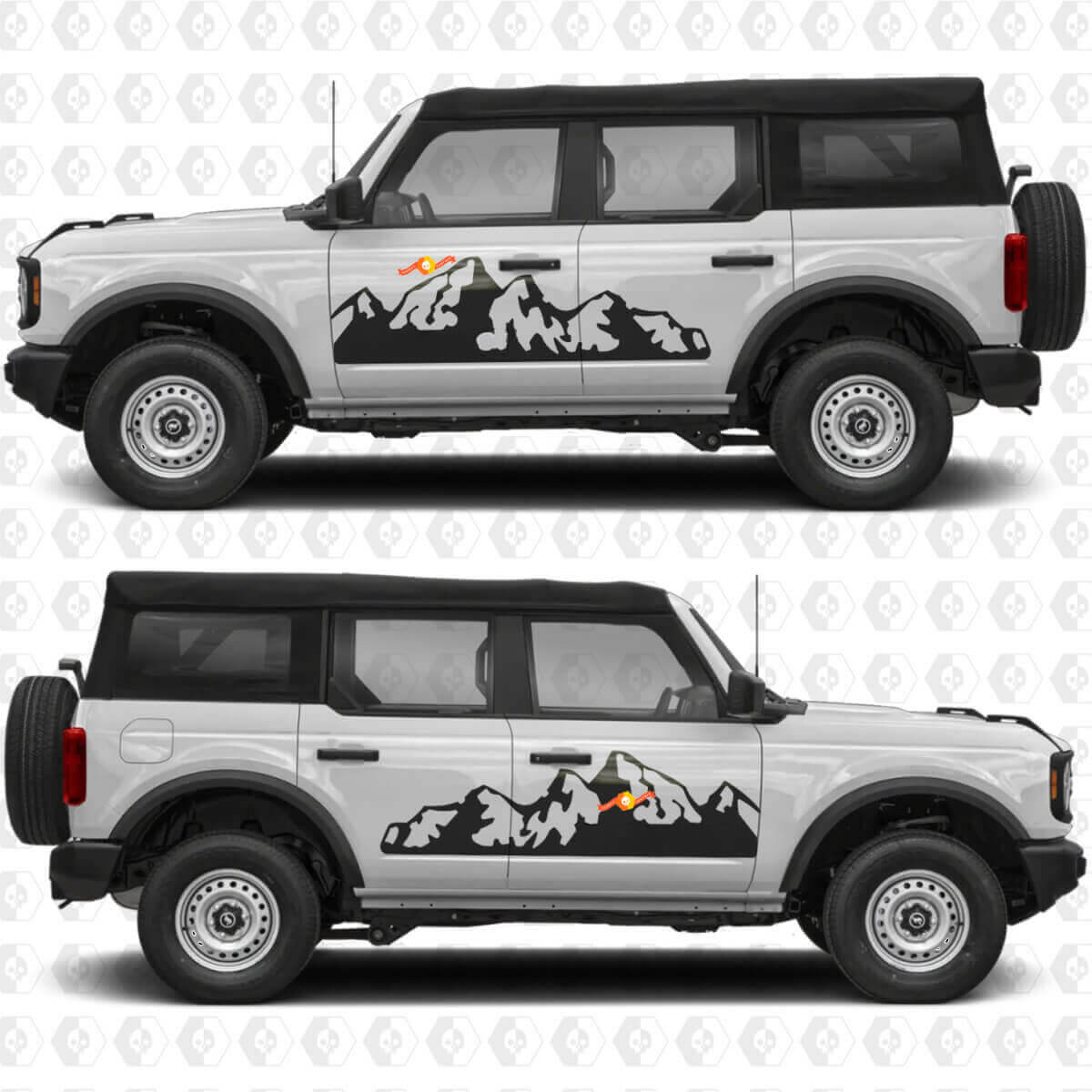 Mountains Side Doors Vinyl Decal Sticker Graphics 2 for Musclecar horse