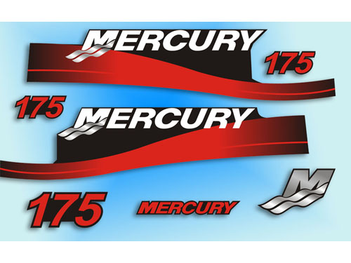 175 PS Mercury Außenborder Motorhaube Boot Aufkleber Grafiken