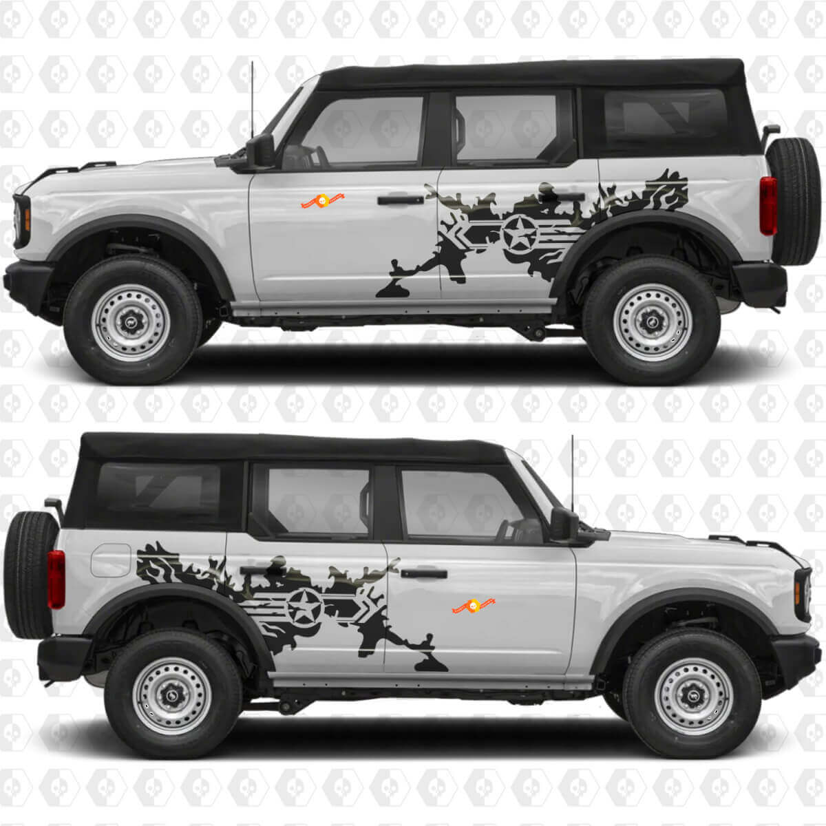 Military Star Splash Side Doors Vinyl Decal Sticker Graphics for Ford Bronco