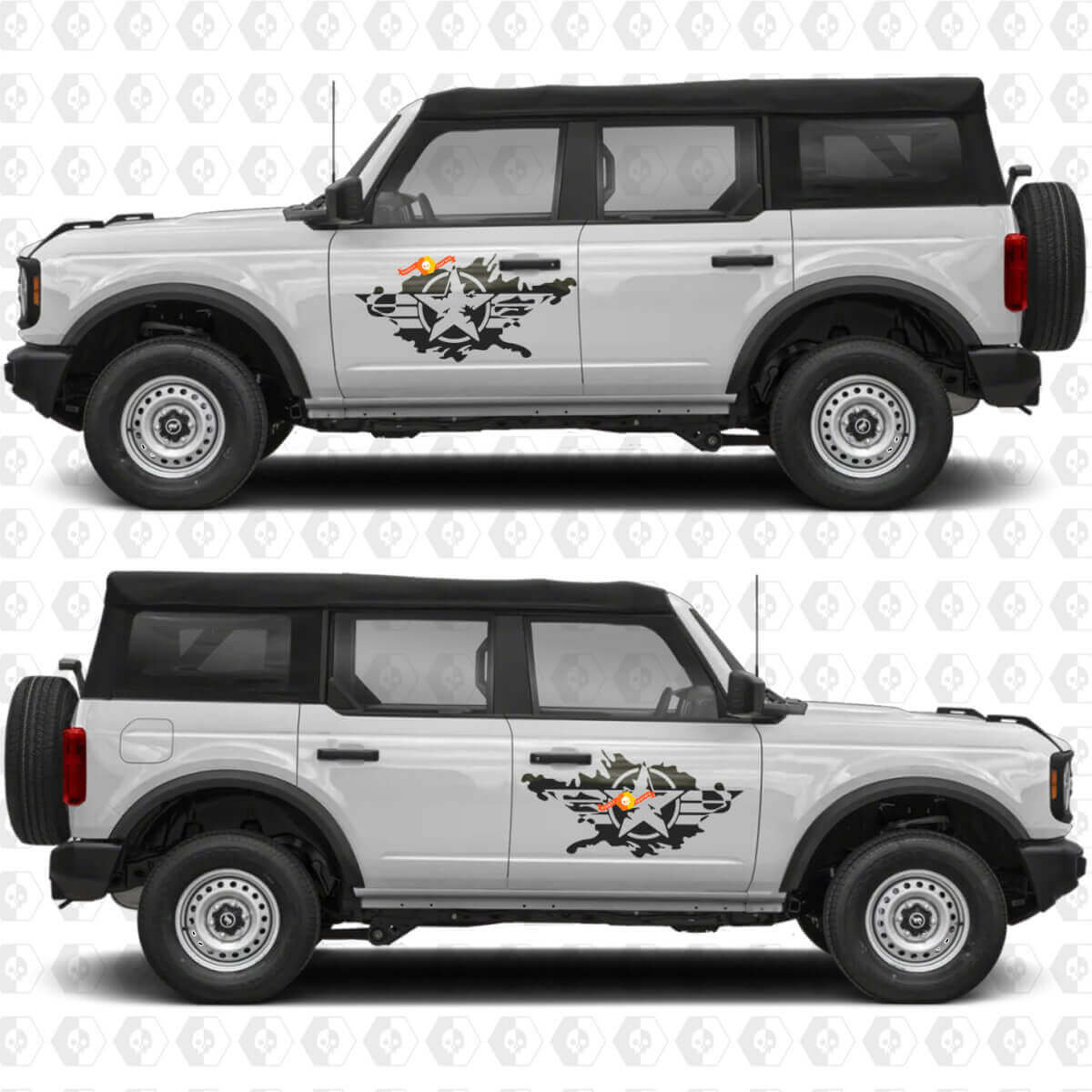 Military Star Splash Side Doors Vinyl Decal Sticker Graphics for Ford Bronco