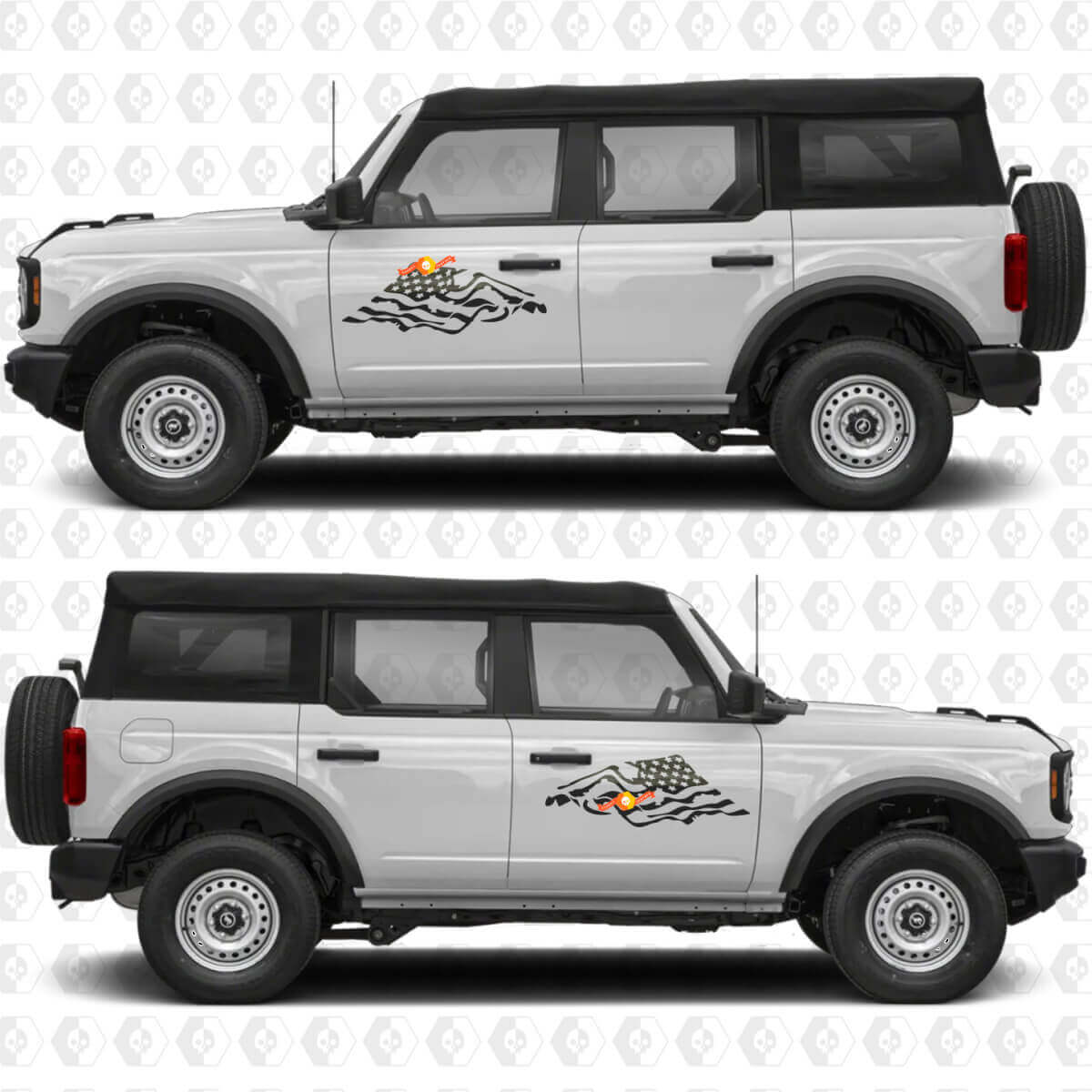 US USA Flag Side Doors Vinyl Decal Sticker Graphics 2 for Ford Bronco