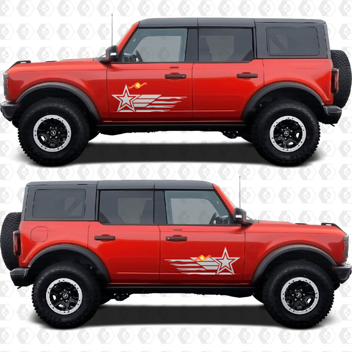USA Flag Military Star Side Door Vinyl Decal Set for Musclecar horse