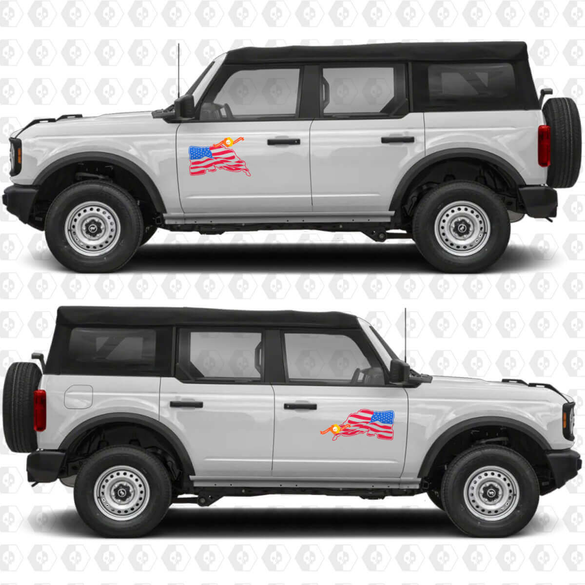 US USA Flag Two Color Side Doors Vinyl Decal Sticker Graphics for Ford Bronco