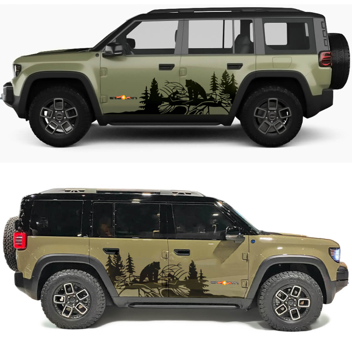 Bear Forest Side Doors Vinyl Decal for Jeep Recon 