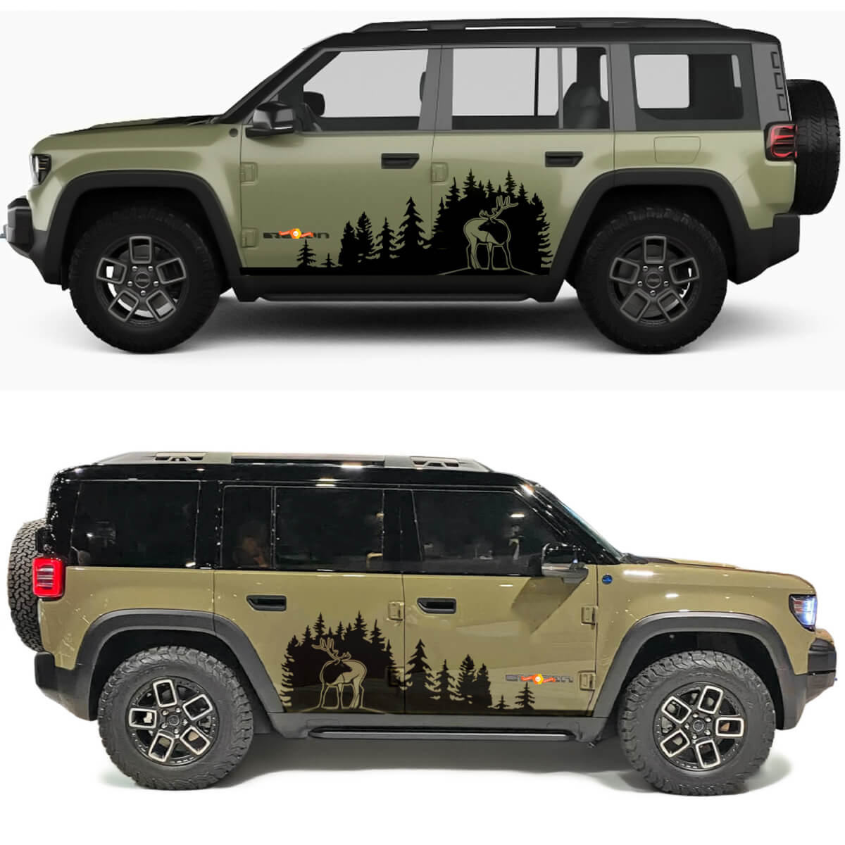 Deer Forest Line Side Doors Vinyl Decal for Jeep Recon 