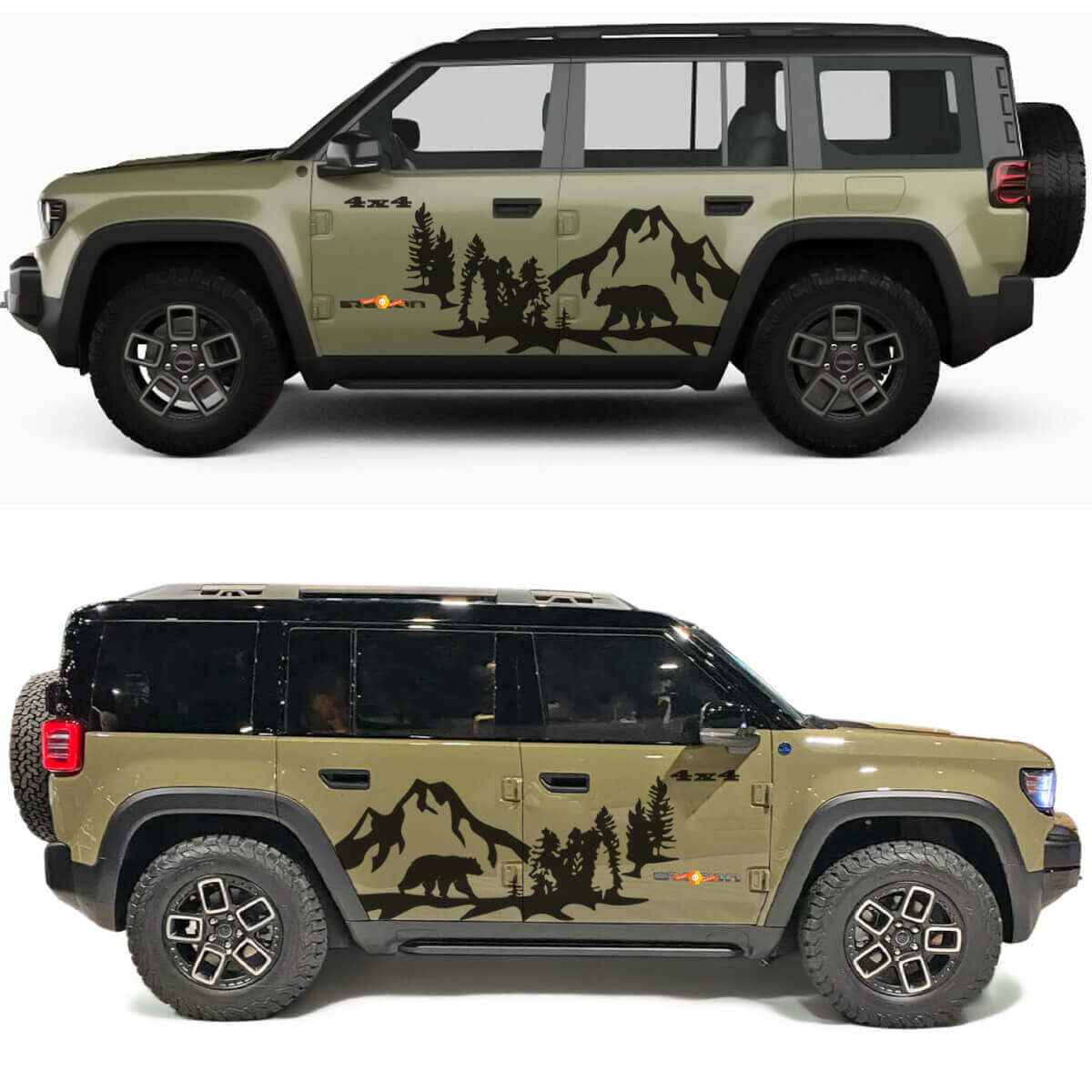 Bear Mountains Forest Side Doors Vinyl Decal for Jeep Recon 